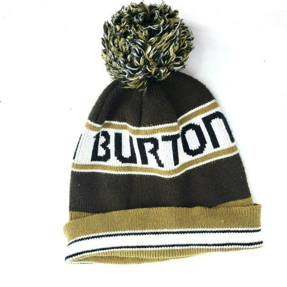 Burton Spell Out Pom Pom Beanie Winter Hat Unisex - Picture 2 of 7